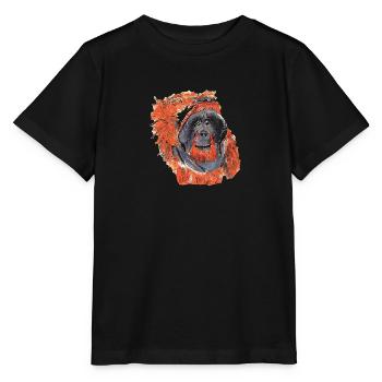 Orange Orangutan Scratching Head - Stanley/Stella MINI CREATOR Kids’ T-Shirt - black - Front - Mikhail (115cm)