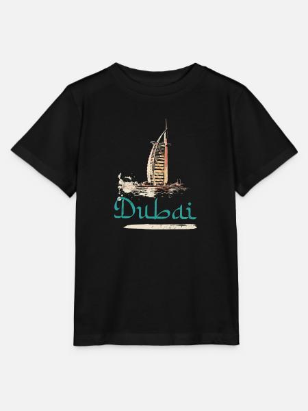 Illustration Burj Al-Arab Hotel, Ikone von Dubai - Stanley/Stella Kinder T-Shirt MINI CREATOR  - Schwarz