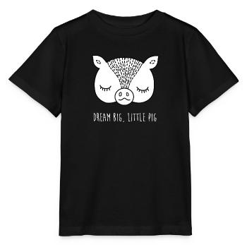 Visage de cochon avec dire grand rêve petit cochon - T-shirt bio MINI CREATOR Stanley/Stella Enfant - noir - Devant - Mikhail (115cm)
