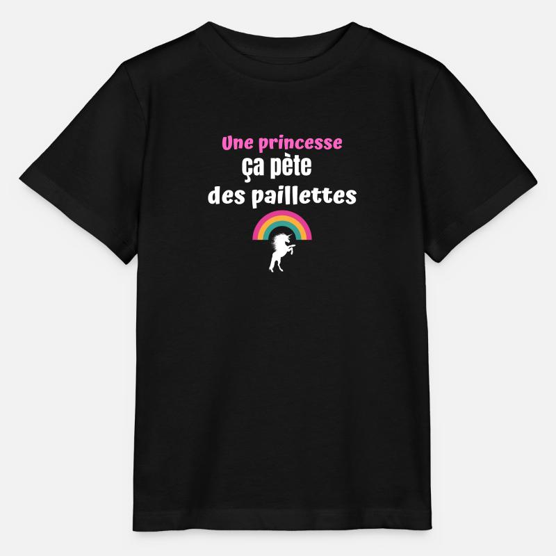 Une princesse ça pète des paillettes - T-shirt bio MINI CREATOR Stanley/Stella Enfant - noir