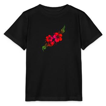 Idée de cadeau de tatouage tribal de fleur d'hibiscus hawaïen - T-shirt bio MINI CREATOR Stanley/Stella Enfant - noir - Devant - Mikhail (115cm)