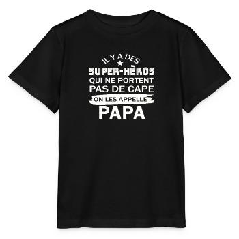 super héros qui ne portent pas de cape, Papa - T-shirt bio MINI CREATOR Stanley/Stella Enfant - noir - Devant - Mikhail (115cm)