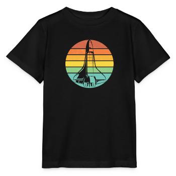 Navette spatiale fusée rétro - T-shirt bio MINI CREATOR Stanley/Stella Enfant - noir - Devant - Mikhail (115cm)