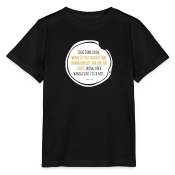 Depression Pizza noir-jaune - T-shirt bio MINI CREATOR Stanley/Stella Enfant - noir - Devant - Mikhail (115cm)