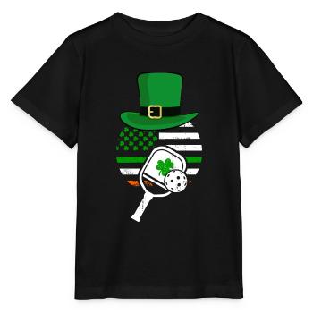 Irish American Flag Pickleball Shamrock St Patrick - Stanley/Stella MINI CREATOR Kids’ T-Shirt - black - Front - Mikhail (115cm)