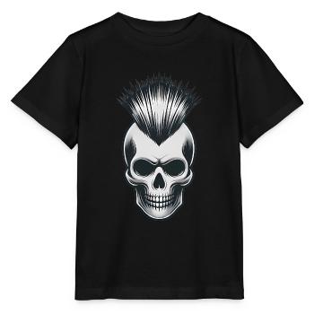 Crâne avec motif punk mohawk - T-shirt bio MINI CREATOR Stanley/Stella Enfant - noir - Devant - Mikhail (115cm)