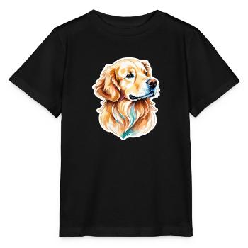 Aquarelles Golden Retriever - T-shirt bio MINI CREATOR Stanley/Stella Enfant - noir - Devant - Mikhail (115cm)
