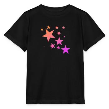 Pink Orange Bunte Sterne Sternenteppich Muster - Stanley/Stella Kinder T-Shirt MINI CREATOR  - Schwarz - Vorne - Mikhail (115cm)