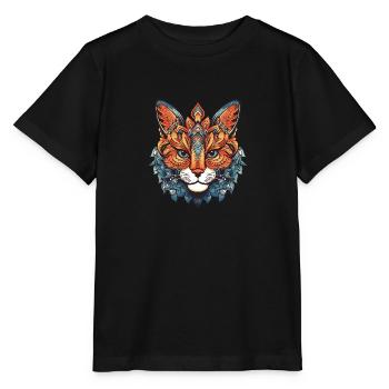 Tête de portrait de chat - T-shirt bio MINI CREATOR Stanley/Stella Enfant - noir - Devant - Mikhail (115cm)