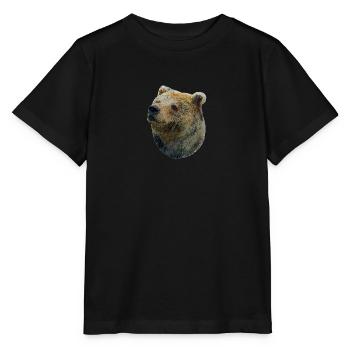 Fröhlicher Braunbär - Stanley/Stella Kinder T-Shirt MINI CREATOR  - Schwarz - Vorne - Mikhail (115cm)