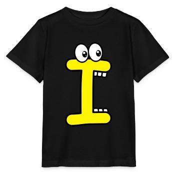 I - letter I with eyes 👀 - Stanley/Stella MINI CREATOR Kids’ T-Shirt - black - Front - Mikhail (115cm)