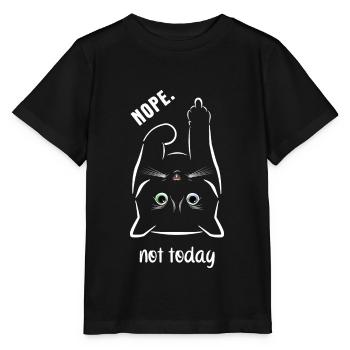 Nope. Niet vandaag - Kat met middelvinger - Stanley/Stella Kinder-T-shirt MINI CREATOR  - zwart - Voor - Mikhail (115cm)