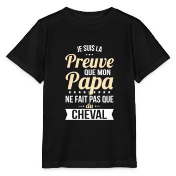 Mon papa ne fait pas que du cheval - T-shirt bio MINI CREATOR Stanley/Stella Enfant - noir - Devant - Mikhail (115cm)