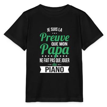 Mon papa ne fait pas que jouer du piano - T-shirt bio MINI CREATOR Stanley/Stella Enfant - noir - Devant - Mikhail (115cm)