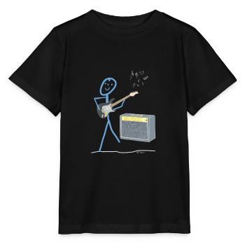 Power Guitar Stick Figure Music Amplifier Sound - Stanley/Stella MINI CREATOR Kids’ T-Shirt - black - Front - Mikhail (115cm)