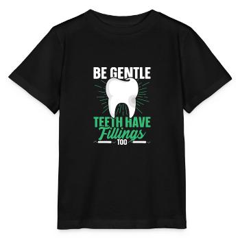 Be gentle teeth also have fillings - Stanley/Stella MINI CREATOR Kids’ T-Shirt - black - Front - Mikhail (115cm)