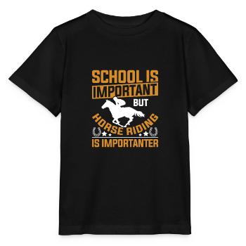 School is important Riding is important - Stanley/Stella MINI CREATOR Kids’ T-Shirt - black - Front - Mikhail (115cm)