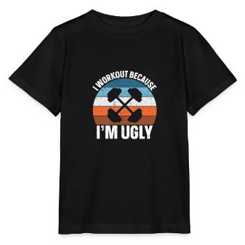Ich trainiere, weil ich hässlich bin - Stanley/Stella Kinder T-Shirt MINI CREATOR  - Schwarz - Vorne - Mikhail (115cm)