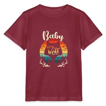 Baby wolf - pack birth child gift family - Stanley/Stella MINI CREATOR Kids’ T-Shirt - burgundy - Front - Kain (125cm)