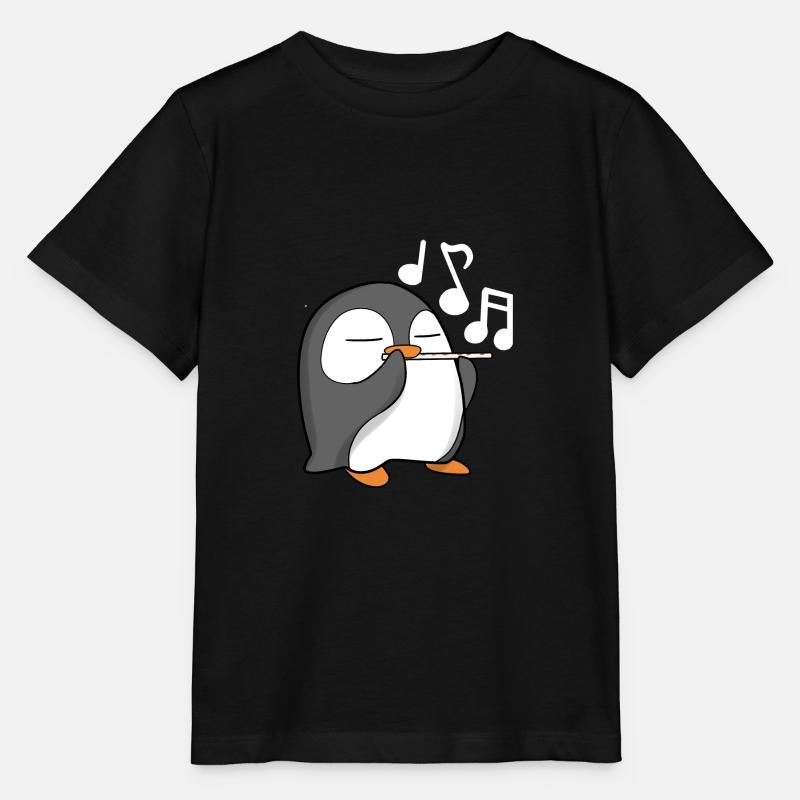 Le pingouin joue de la flûte - T-shirt bio MINI CREATOR Stanley/Stella Enfant - noir