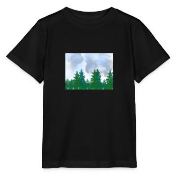 Landscape Scenery Watercolor Forest on a Cloudy - Stanley/Stella MINI CREATOR Kids’ T-Shirt - black - Front - Mikhail (115cm)