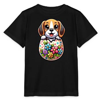 Oeuf de Pâques coloré Beagle éclosion Design - T-shirt bio MINI CREATOR Stanley/Stella Enfant - noir - Devant - Mikhail (115cm)