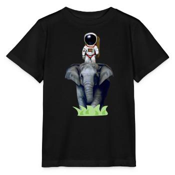Astronaut on elephant adventure - Stanley/Stella MINI CREATOR Kids’ T-Shirt - black - Front - Mikhail (115cm)