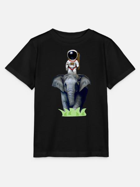 Astronaut auf Elefanten-Abenteuer - Stanley/Stella Kinder T-Shirt MINI CREATOR - Schwarz