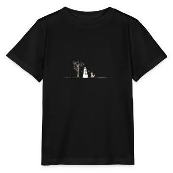 Snow Snowman Dog Stick Throwing Sticks - Stanley/Stella MINI CREATOR Kids’ T-Shirt - black - Front - Mikhail (115cm)