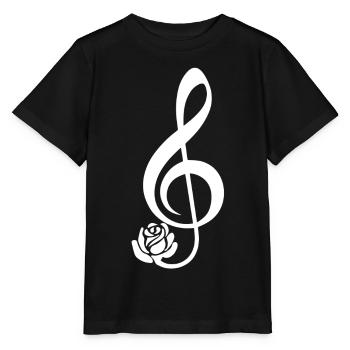 Clé de sol blanche en fleur - T-shirt bio MINI CREATOR Stanley/Stella Enfant - noir - Devant - Mikhail (115cm)