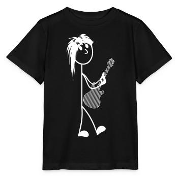 Bonhomme allumette avec guitare - T-shirt bio MINI CREATOR Stanley/Stella Enfant - noir - Devant - Mikhail (115cm)