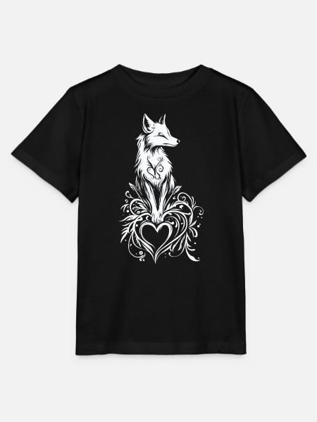 Mystischer Fuchs mit Herz und Flora - Stanley/Stella Kinder T-Shirt MINI CREATOR - Schwarz