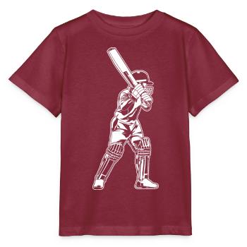 Cricket Batter Sketch - Stanley/Stella MINI CREATOR Kids’ T-Shirt - burgundy - Front - Kain (125cm)