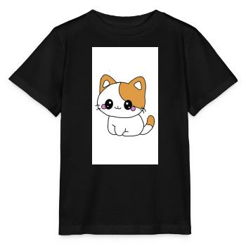 Chaton kawaï  - T-shirt bio MINI CREATOR Stanley/Stella Enfant - noir - Devant - Mikhail (115cm)