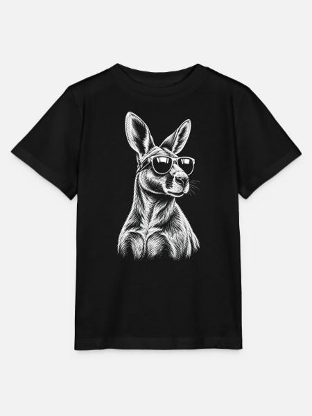 Känguru Skizze mit Sonnenbrille - Stanley/Stella Kinder T-Shirt MINI CREATOR - Schwarz