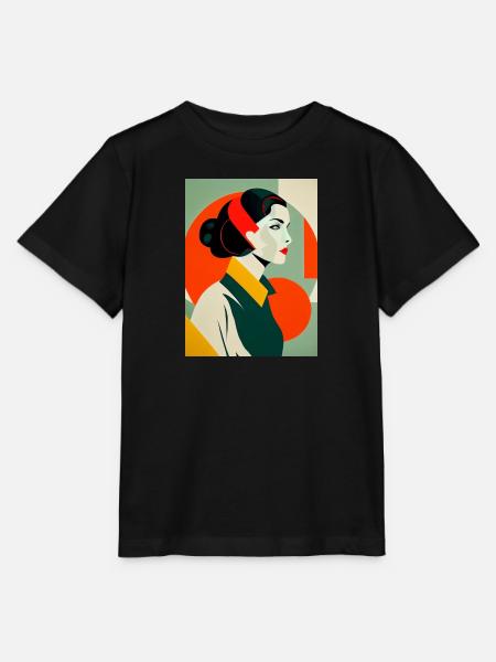 Bildnis einer Frau im Bauhausstil - Stanley/Stella Kinder T-Shirt MINI CREATOR - Schwarz