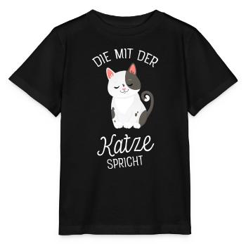 Die Mit Der Katze Spricht - Katzenspruch - Stanley/Stella Kinder T-Shirt MINI CREATOR  - Schwarz - Vorne - Mikhail (115cm)