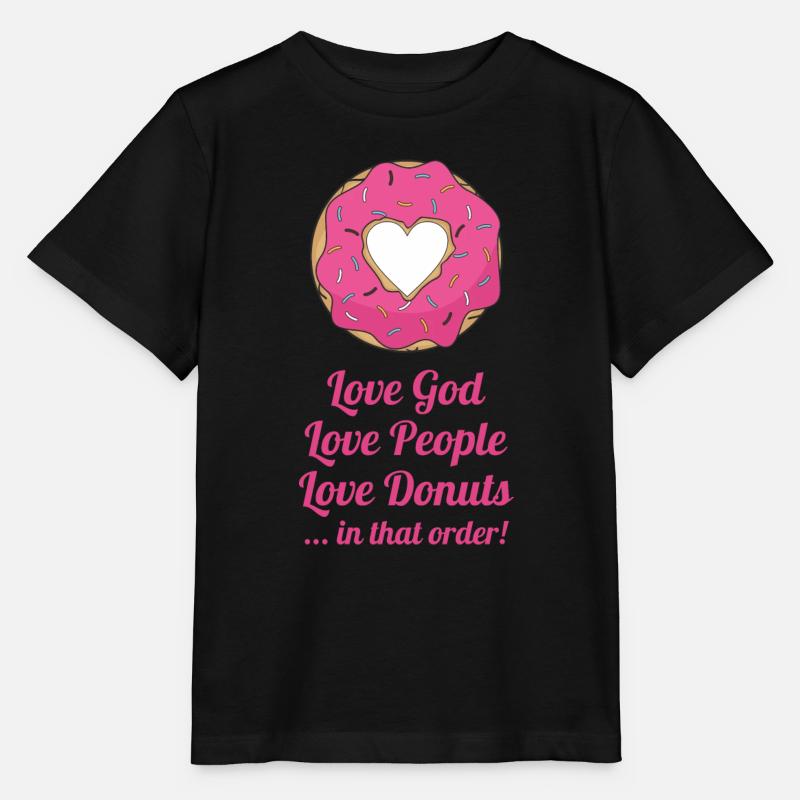 Aimer Dieu, aimer les gens, aimer les beignets... Dans cet ord - T-shirt bio MINI CREATOR Stanley/Stella Enfant - noir