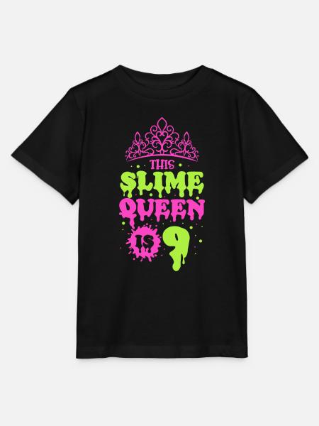 This slime queen is 9 - Stanley/Stella Kinder T-Shirt MINI CREATOR - Schwarz