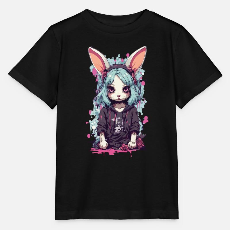 Lapin gothique eGirl Anime Kemonomimi Design - T-shirt bio MINI CREATOR Stanley/Stella Enfant - noir