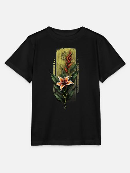 Tropische Eleganz: Fusion von Hibiskus und Heliconia - Stanley/Stella Kinder T-Shirt MINI CREATOR - Schwarz