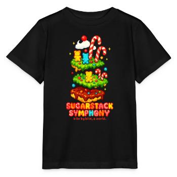 Zuckerstapel-Sinfonie – Welt für Welt ein Biss - Stanley/Stella Kinder T-Shirt MINI CREATOR  - Schwarz - Vorne - Mikhail (115cm)