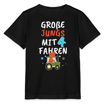 Große Jungs Mit 4 Fahren Traktor Trecker Kinder - Stanley/Stella Kinder T-Shirt MINI CREATOR  - Schwarz - Vorne - Mikhail (115cm)