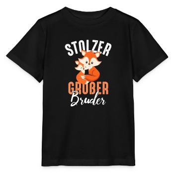 Proud big brother sibling foxes baby child - Stanley/Stella MINI CREATOR Kids’ T-Shirt - black - Front - Mikhail (115cm)
