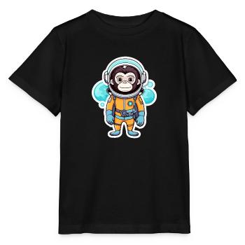 Illustration d’astronaute singe - T-shirt bio MINI CREATOR Stanley/Stella Enfant - noir - Devant - Mikhail (115cm)
