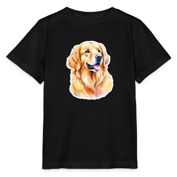 Aquarelles Golden Retriever - T-shirt bio MINI CREATOR Stanley/Stella Enfant - noir - Devant - Mikhail (115cm)