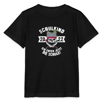 Schulkind 2022 - Einschulung Pirat Erstklässler - Stanley/Stella Kinder T-Shirt MINI CREATOR  - Schwarz - Vorne - Mikhail (115cm)