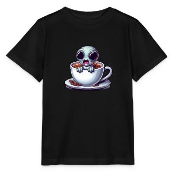 Alien Kaffeeliebhaber Koffein Schock - Stanley/Stella Kinder T-Shirt MINI CREATOR  - Schwarz - Vorne - Mikhail (115cm)