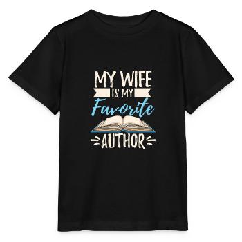 My Wife Is My Favorite Author - Stanley/Stella Kinder T-Shirt MINI CREATOR  - Schwarz - Vorne - Mikhail (115cm)