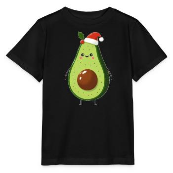 Christmas Avocado Santa Claus Mistletoe - Stanley/Stella MINI CREATOR Kids’ T-Shirt - black - Front - Mikhail (115cm)